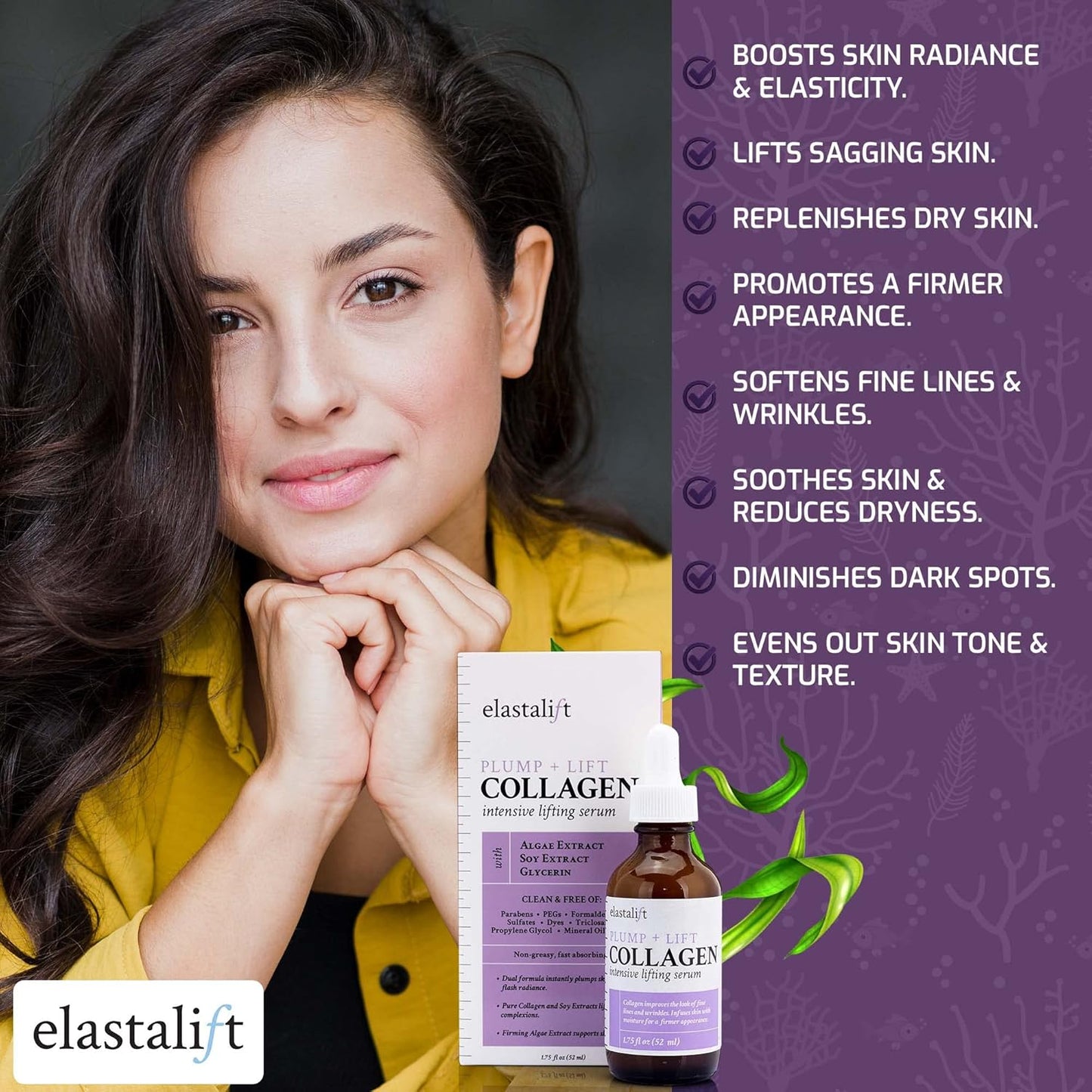 Elastalift Collagen Serum for Face | Collagen Face Serum for Skin Tightening Helps Lift, Plump, & Firm Sagging Skin | Serums for Skin Care | anti Wrinkle Boost, Fragrance Free, 1.75 Fl Oz