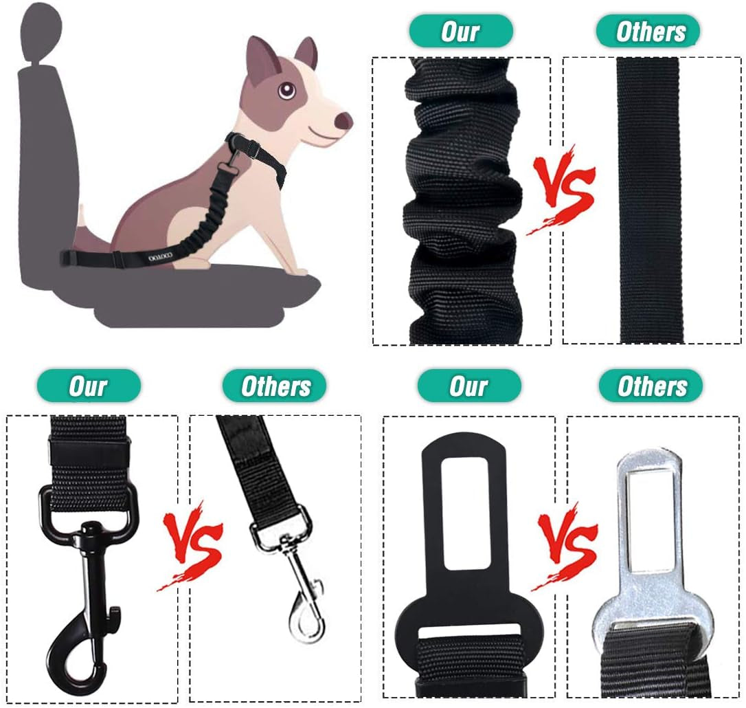 COOYOO Dog Seat Belt, Durability Retractable Dog Car Harness