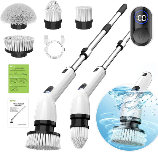 TUYU Electric Spin Scrubber, Full-Body IPX7 Waterproof Bathroom Scrubber 
