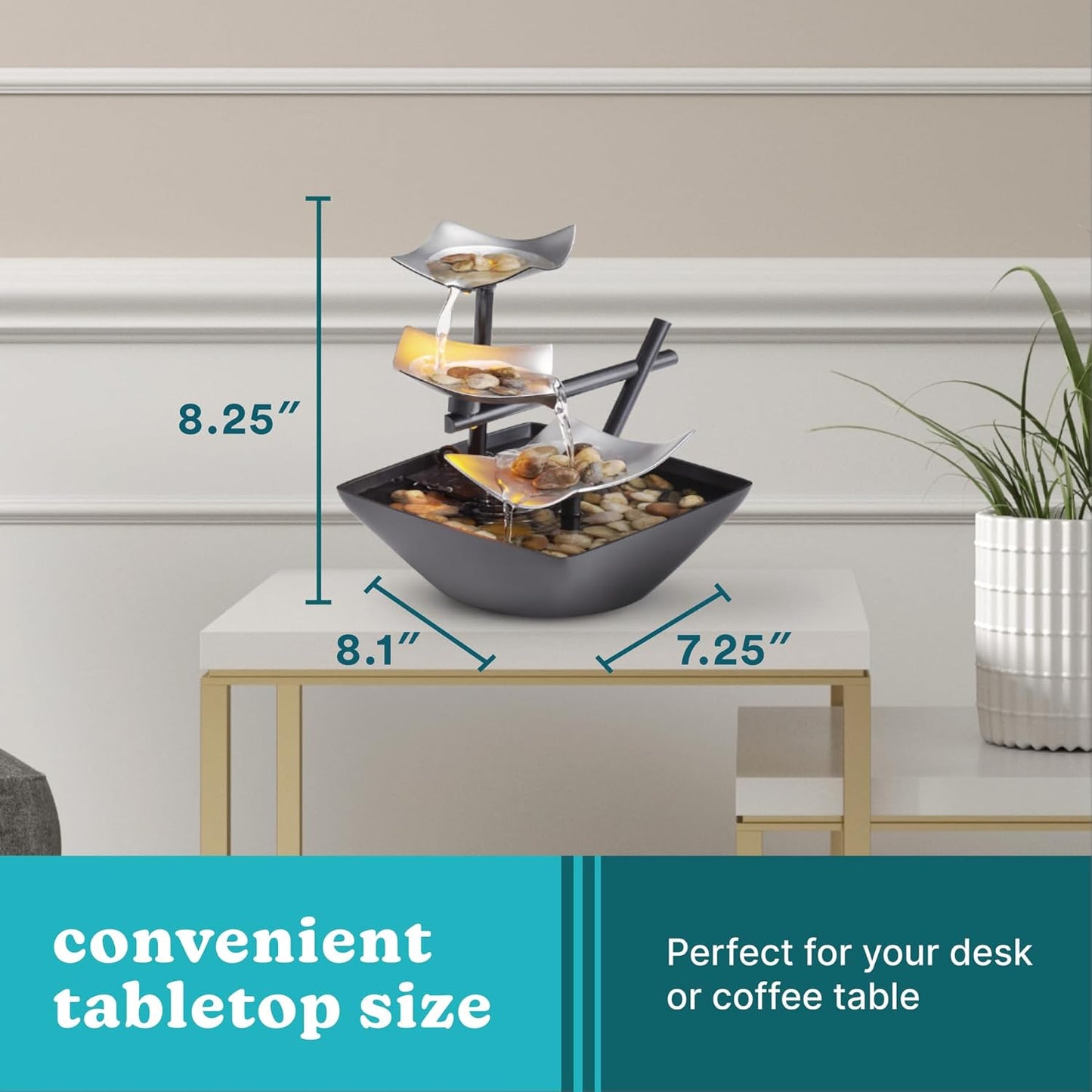 Homedics Tabletop Water Fountain, Home Décor Soothing Sound Machine