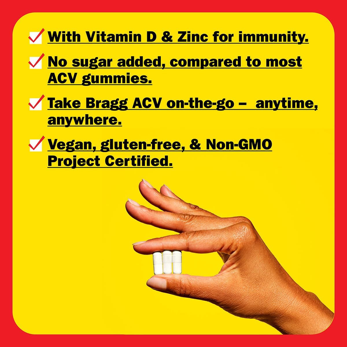 Apple Cider Vinegar Capsules with Vitamin D and Zinc - (3 Pack) 90 Capsules - Supports the Immune System