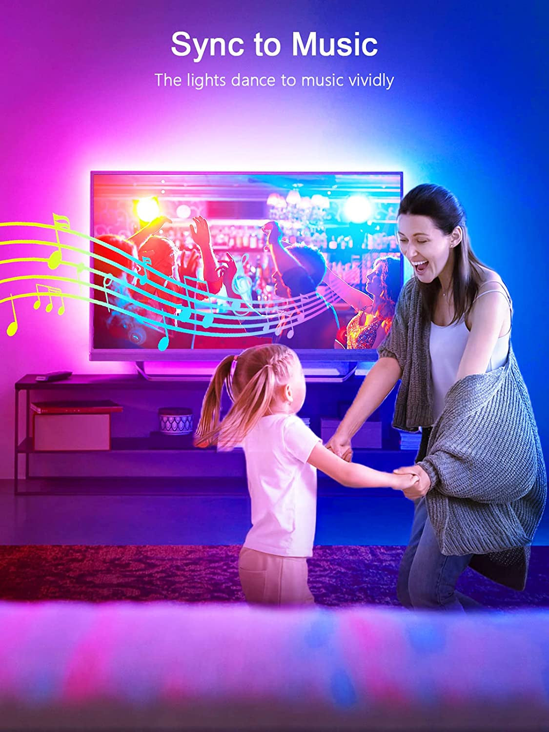 LED Lights for TV, 16.4Ft LED Lights for 45-75 Inch Tvs, RGB TV Backlight Behind, Music Sync Bluetooth APP & Remote Control Strip Lights USB Powered for Bedroom, Gaming, Home Décor