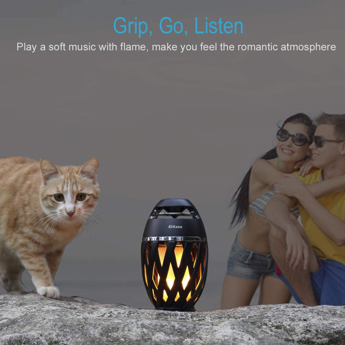 LED Flame Outdoor Table Lamp Torch Table Lamp with Blutooth Speaker