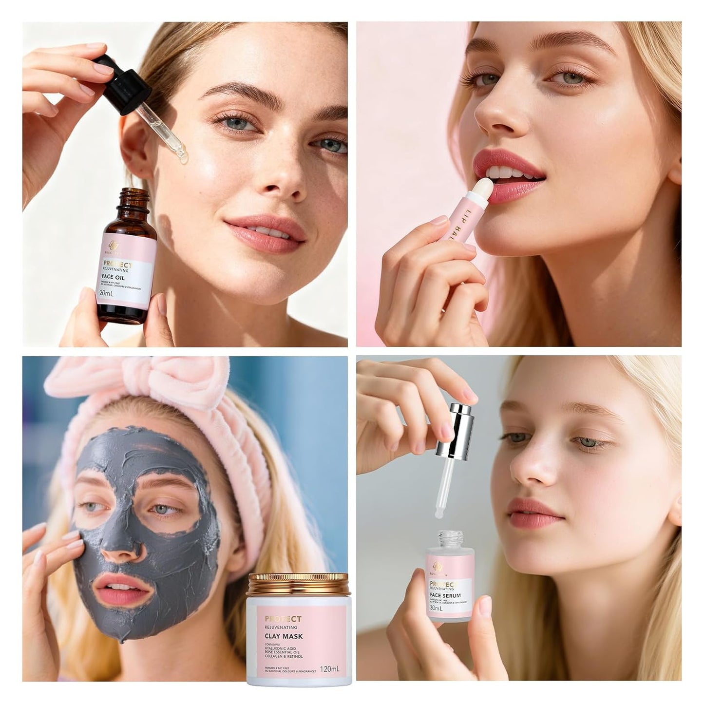 Christmas Gifts for Women, Spa Gifts 28Pcs Rose Facial Skin Care Set for Women, Face Cream, Bath Oil, Serum, Shower Accessories - Bath and Body & Facial Kit - Birthday, Valentine'S, Bridal Shower