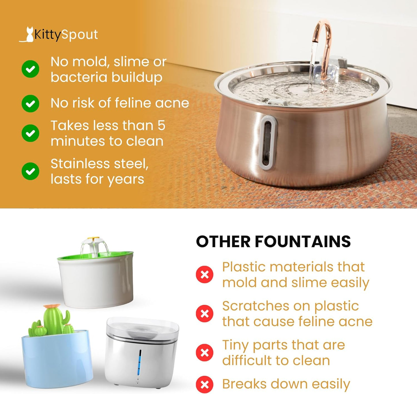 Stainless Steel Cat Water Fountain Automatic Drinking Fountain