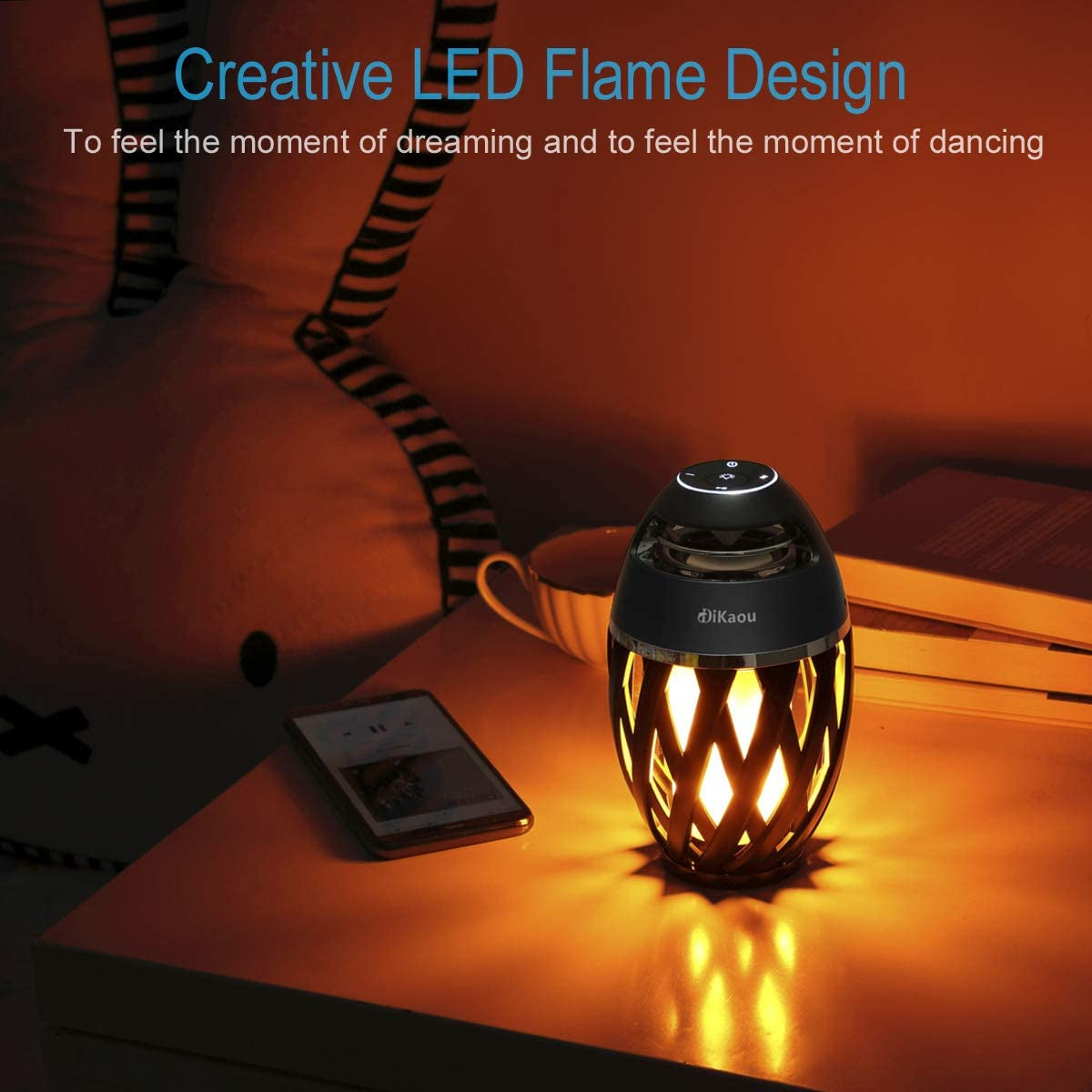 LED Flame Outdoor Table Lamp Torch Table Lamp with Blutooth Speaker