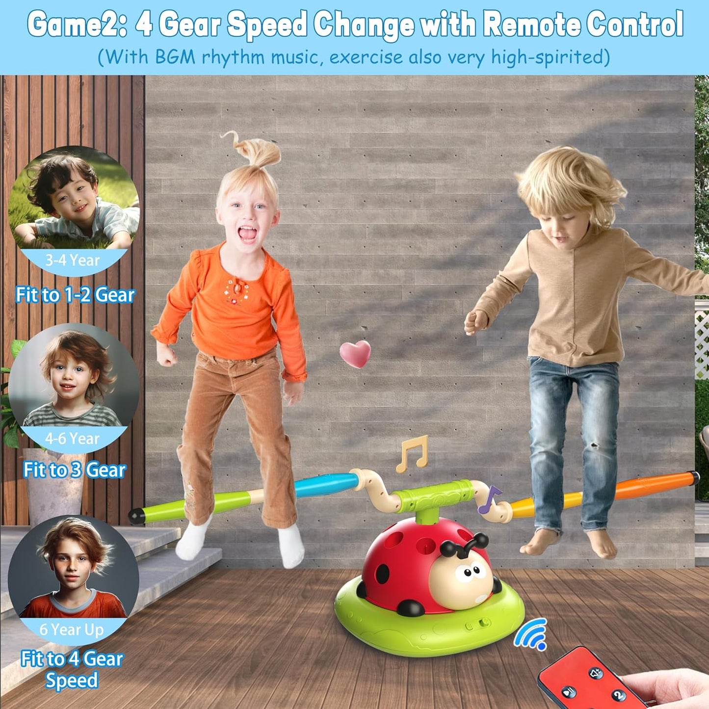 Engfa 3 in 1 Musical Jump, Toss Ring Game and Stomping Launch Rocket Launcher