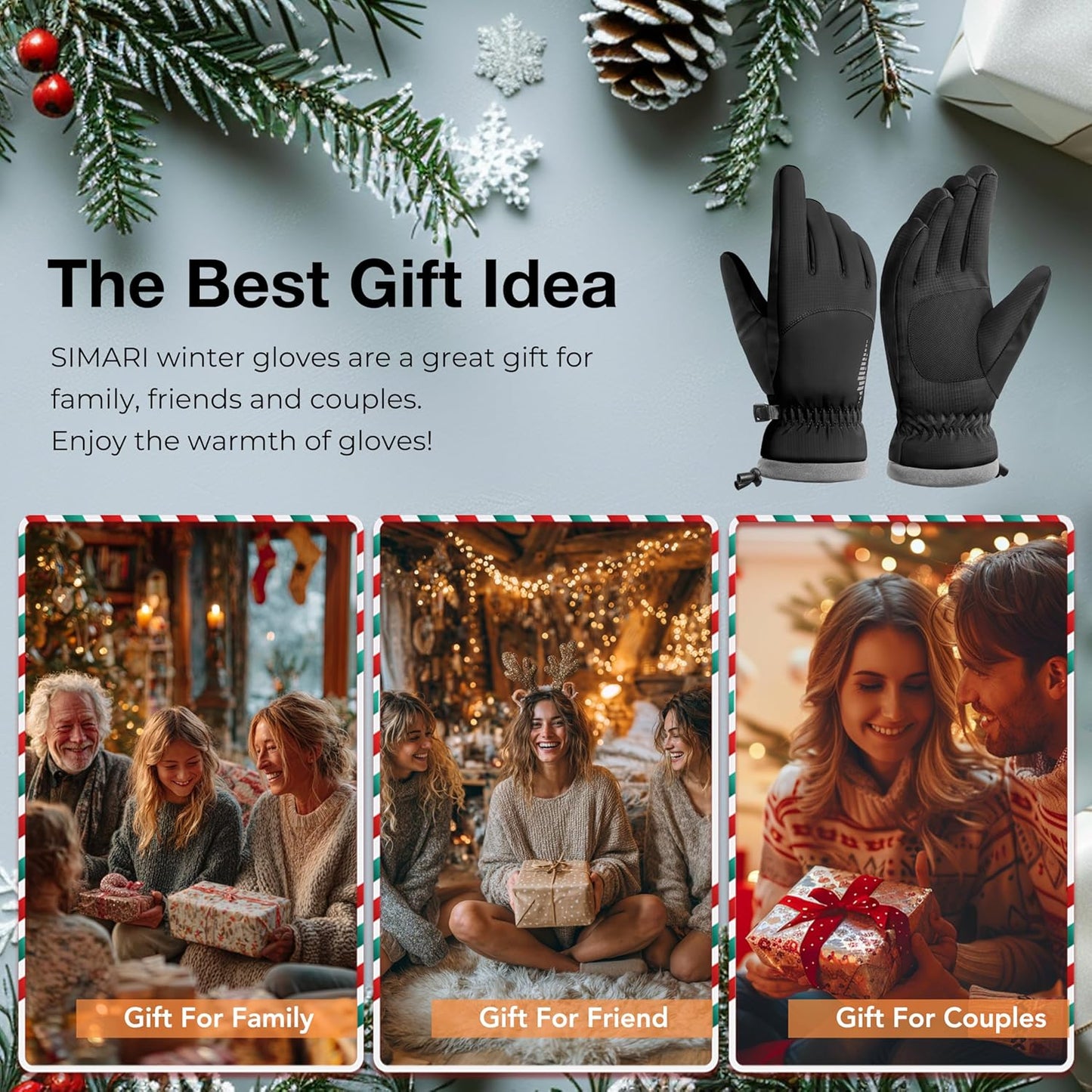 SIMARI Winter Waterproof Warm Gloves Women Men with Touchscreen Fingers