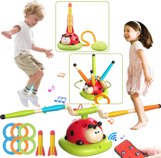 Engfa 3 in 1 Musical Jump, Toss Ring Game and Stomping Launch Rocket Launcher