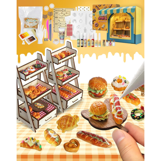 iLAND DIY Mini Food Clay Craft Kit – Air Dry Resin Clay with Tools & Moulds