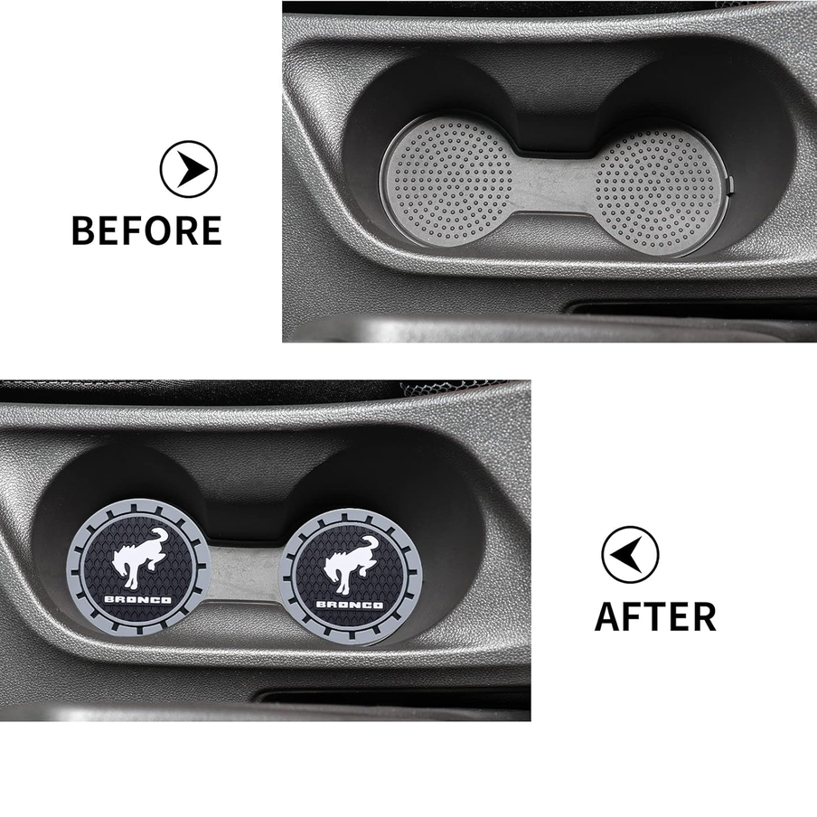TACOMA Silicone Car Cup Holder Coasters 2-Pack – 2.75", Grey, for Ford Bronco Sport 2023/2024