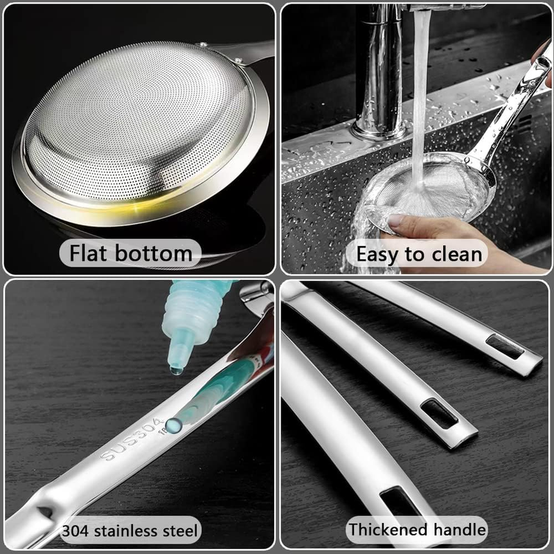 Hvanam 3-Piece Stainless Steel Fine Mesh Strainer and Skimmer Set