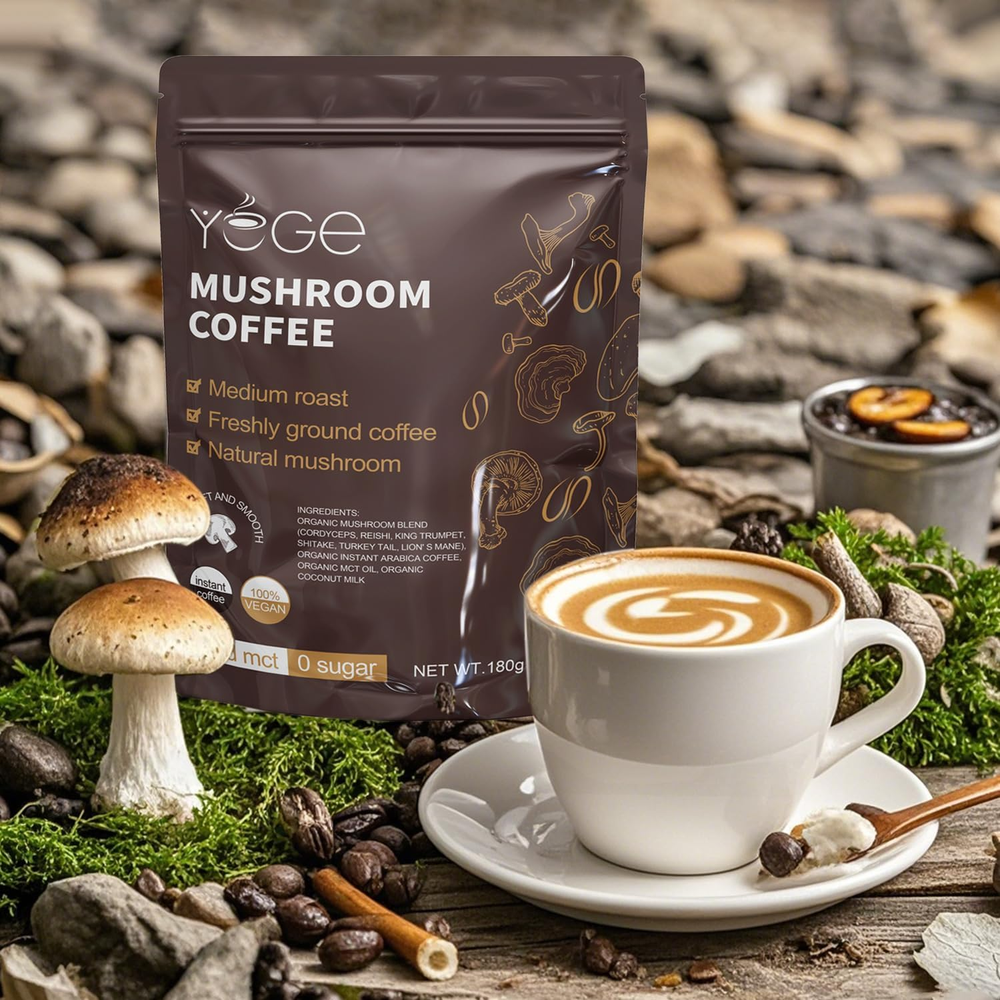 Organic Instant Mushroom Coffee with Lions Mane & Cordyceps – 30 Servings