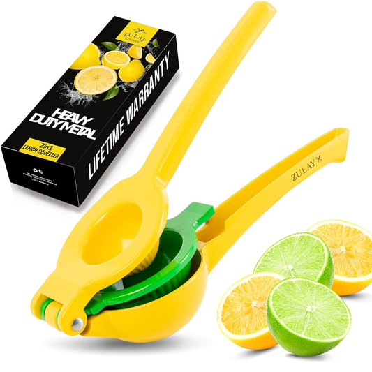 Zulay Kitchen 2-in-1 Metal Lemon & Lime Squeezer – Yellow/Green