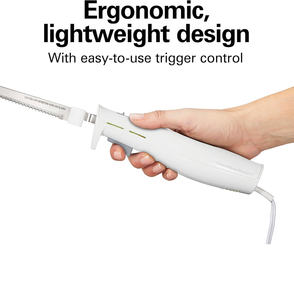 Hamilton Beach Electric Knife Set – Serrated Blades, Fork & Storage Case