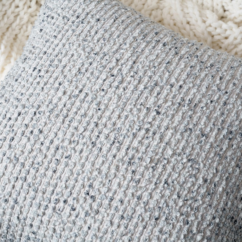 DEZENE Striped Boucle Throw Pillow Covers Set of 2 – 20"x20" Blue