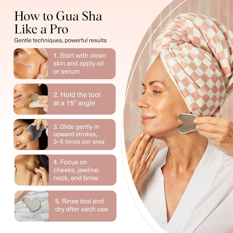 Kitsch Stainless Steel Gua Sha Tool – Face & Body Massager, Silver