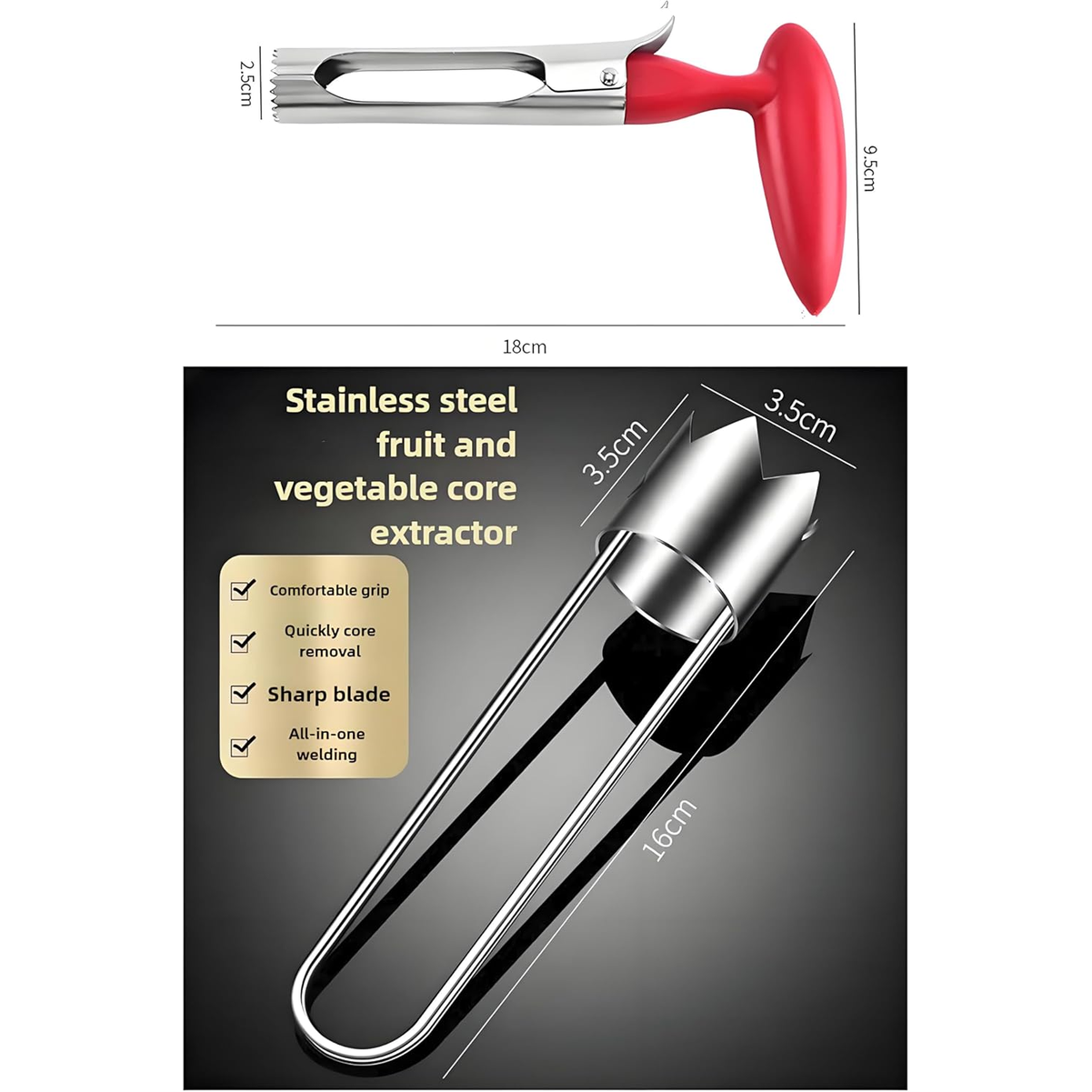 RuiJinGen Stainless Steel Fruit & Vegetable Corer Set – Pepper & Apple Tools