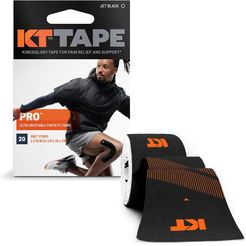 KT Tape Pro Synthetic Kinesiology Tape – 20 Precut Strips, 10" x 2"