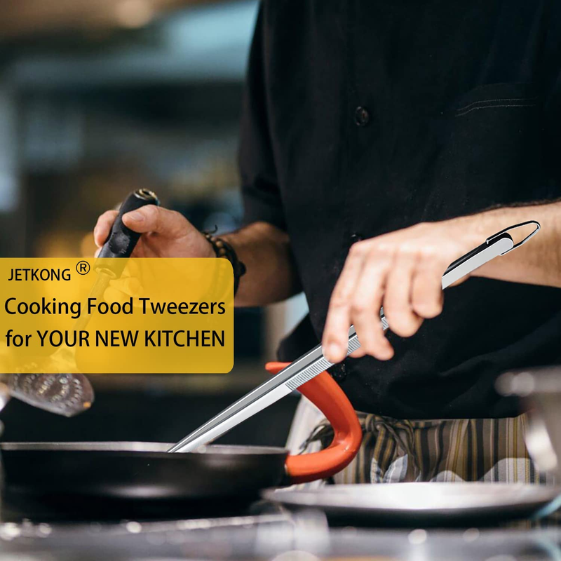 JETKONG 2-Pack 12" Stainless Steel Kitchen Tweezers – Cooking & Serving Tongs