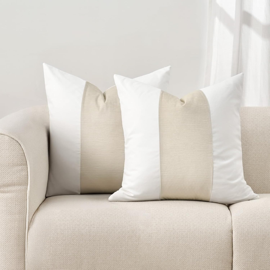 EVERGRACE x Kinsey Walsh Velvet Panel Cotton Pillow Covers Set of 2 – 22" Off White