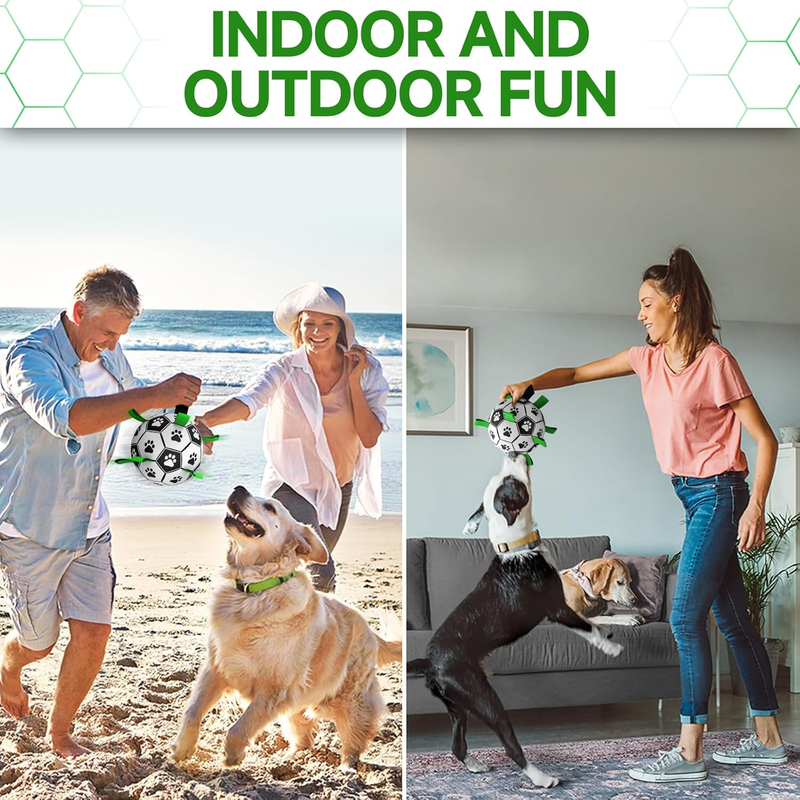 QDAN Dog Soccer Ball with Straps – 6 Inch, Small & Medium Dogs