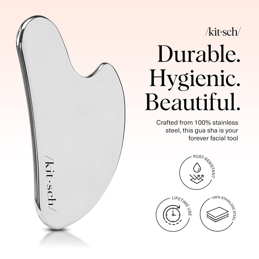 Kitsch Stainless Steel Gua Sha Tool – Face & Body Massager, Silver