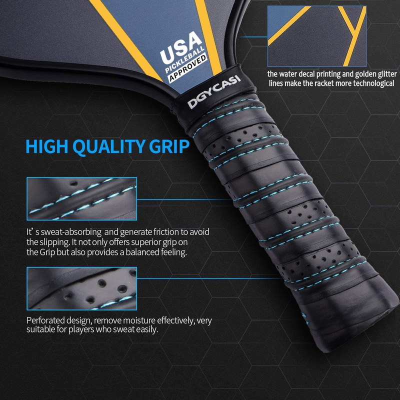 YC DGYCASI Pickleball Paddle Set of 2 – USAPA Approved Carbon Fiber with Balls & Bag