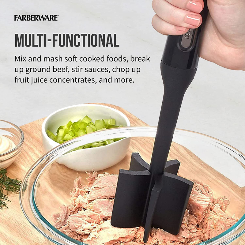Farberware Nylon Meat & Potato Masher – Black, 10 Inch
