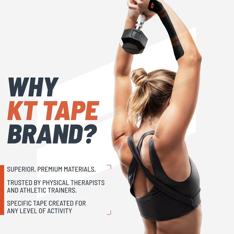 KT Tape Pro Synthetic Kinesiology Tape – 20 Precut Strips, 10" x 2"