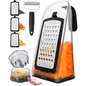 Joined Cheese Grater & Garlic Crusher Set – Box Grater with 3 Blades + Peeler