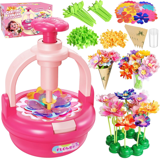 Einailvk DIY Fabric Flower Bouquet Kit for Kids – Arts & Crafts Toy, Pink