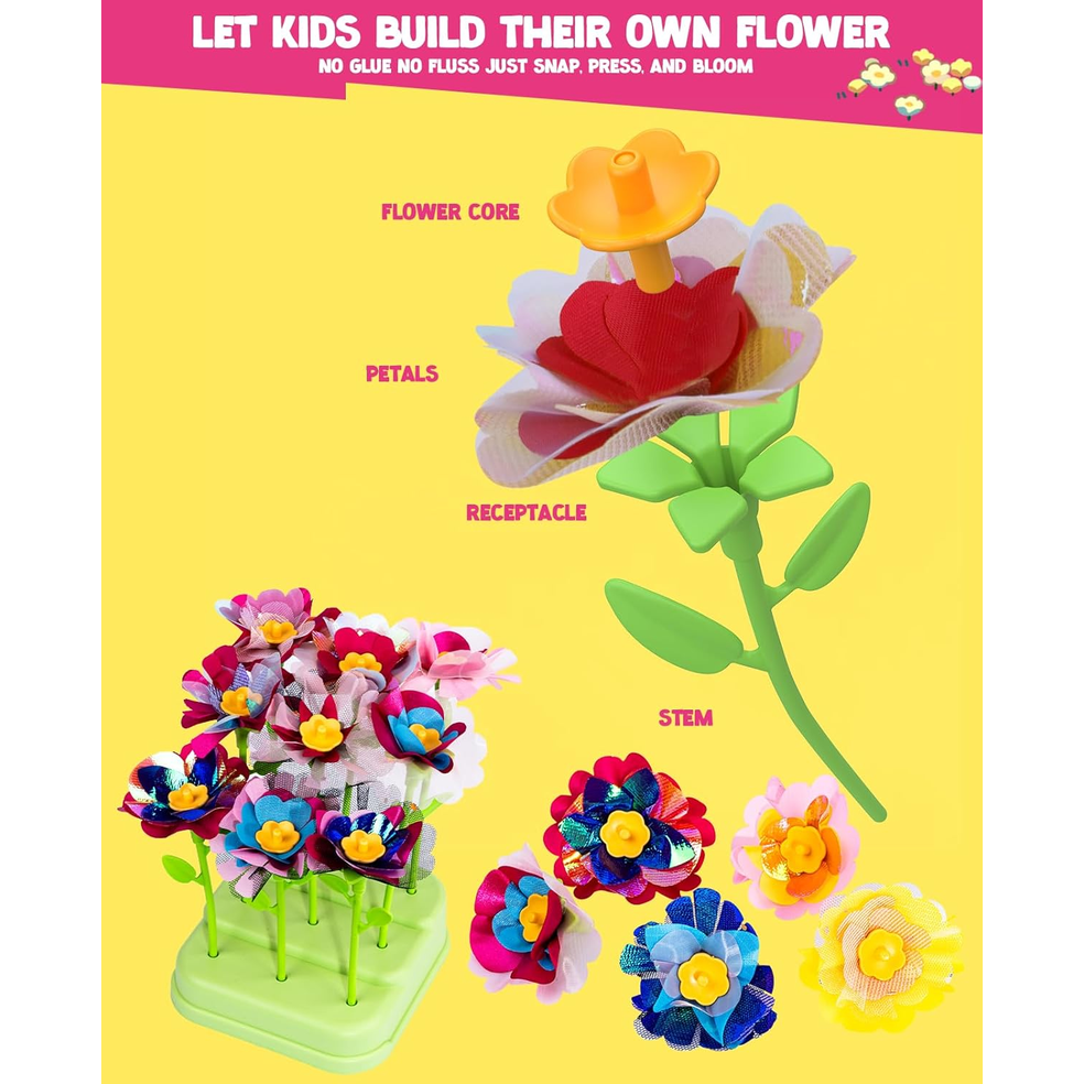 WKYCOE DIY Fabric Flower Bouquet Craft Kit – Arts & Crafts Toy for Kids 4+