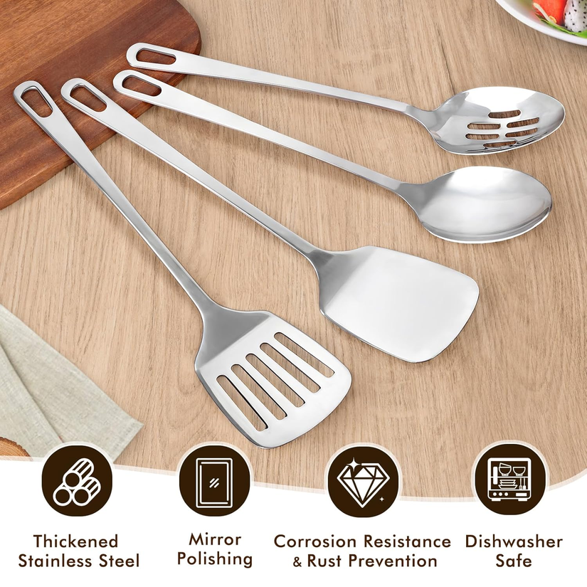 MemoGem 4-Piece Stainless Steel Cooking Utensil Set – Turner & Spoon Tools