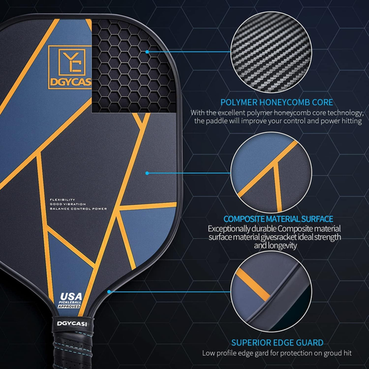 YC DGYCASI Pickleball Paddle Set of 2 – USAPA Approved Carbon Fiber with Balls & Bag