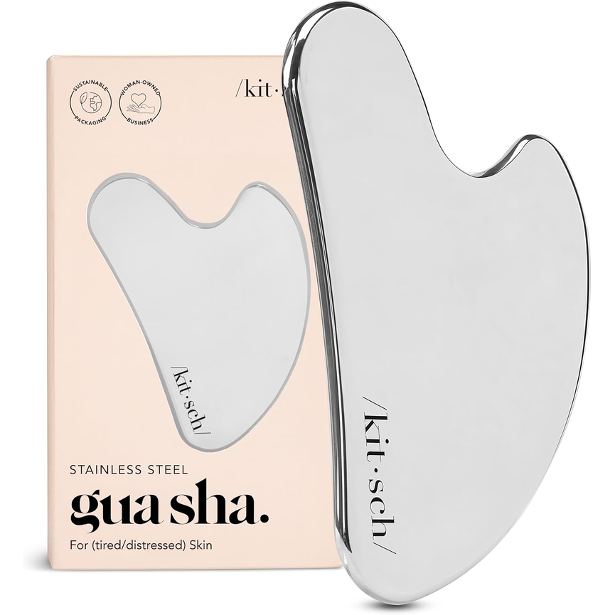 Kitsch Stainless Steel Gua Sha Tool – Face & Body Massager, Silver