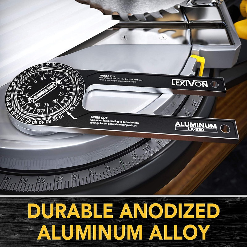 LEXIVON LX-230 Aluminium Miter Saw Protractor, 7-Inch Angle Finder Tool