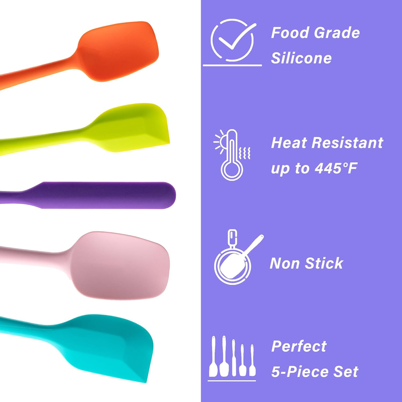 Hoewina 5-Piece Silicone Spatula Set – Heat Resistant Baking & Cooking Tools