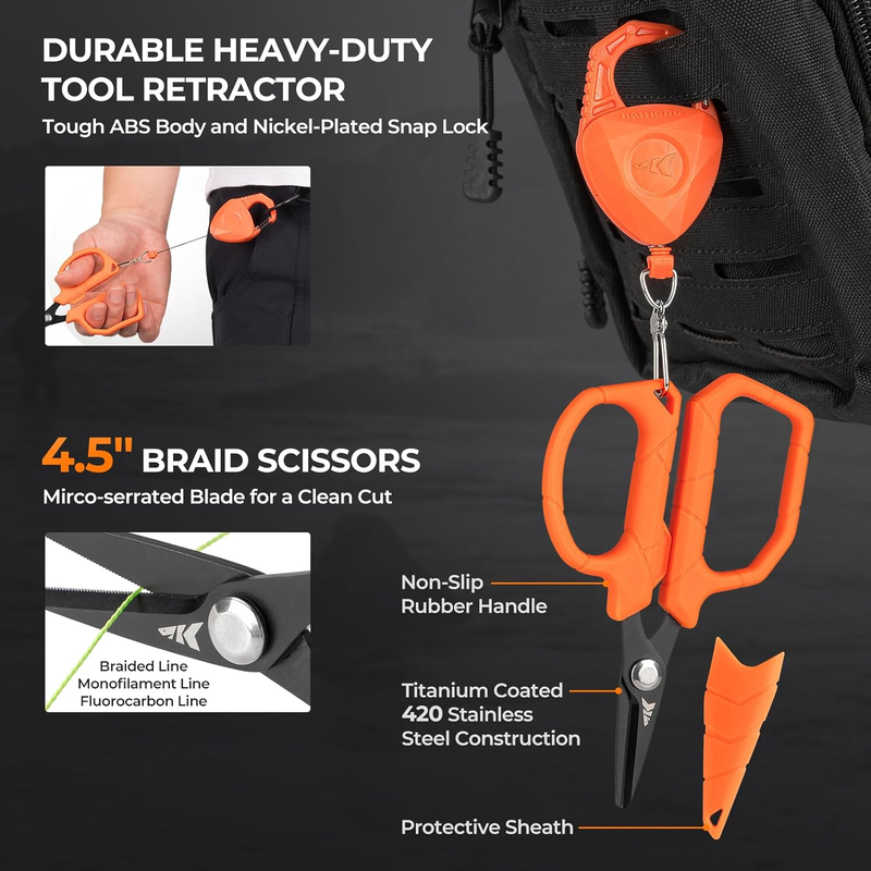 KastKing SteelStream 6pc Fishing Tool Kit with Pliers, Knife & Lip Gripper