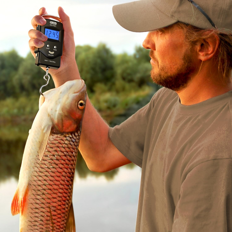 Dr.meter Digital Fish & Luggage Scale 50kg with LCD Display & Tape Measure