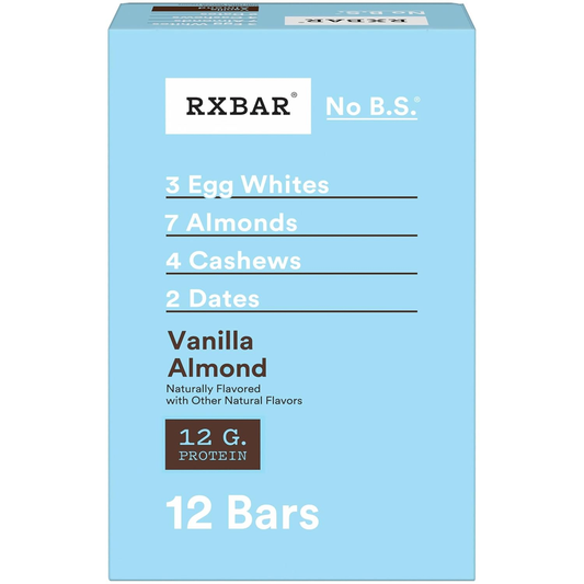 RXBAR Protein Bars, Protein Snack, Snack Bars, Vanilla Almond, 22Oz Box (12 Bars)