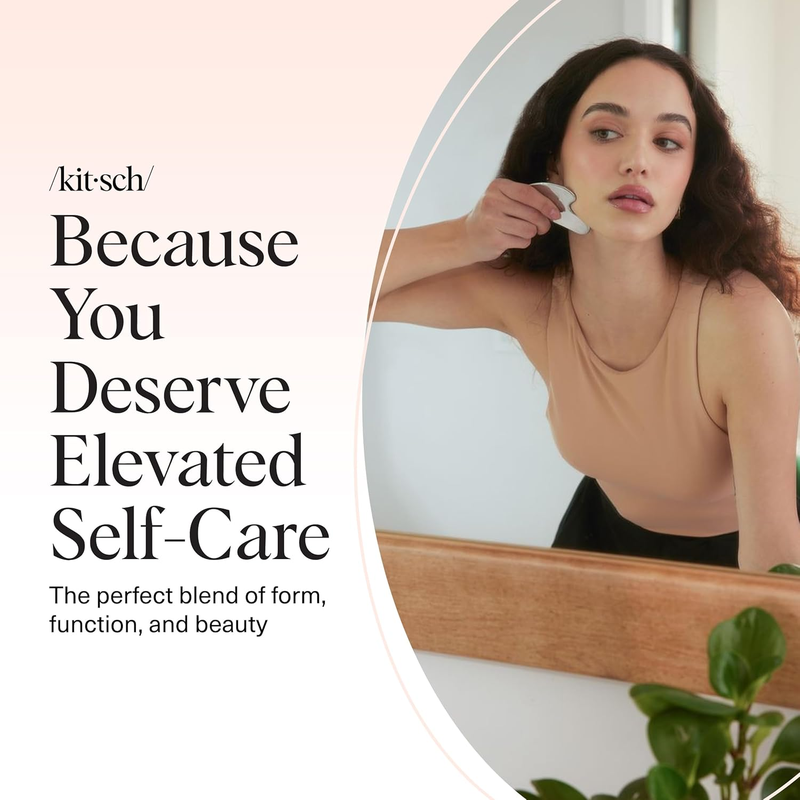 Kitsch Stainless Steel Gua Sha Tool – Face & Body Massager, Silver