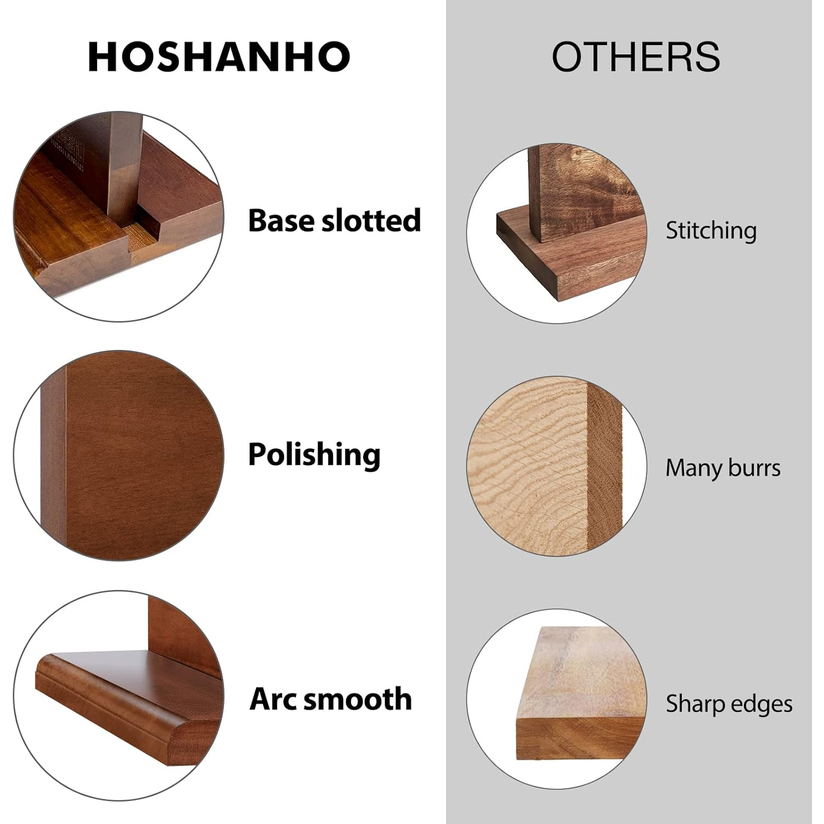 HOSHANHO Double-Sided Magnetic Knife Block – Acacia Wood, 14x10 Inches