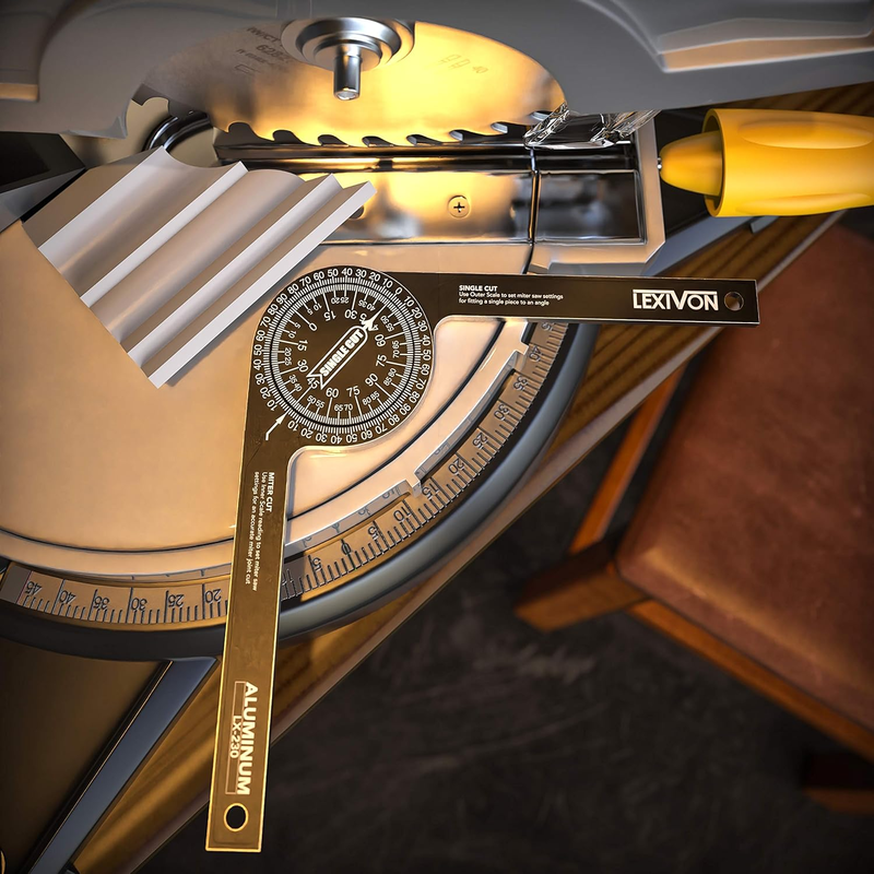 LEXIVON LX-230 Aluminium Miter Saw Protractor, 7-Inch Angle Finder Tool