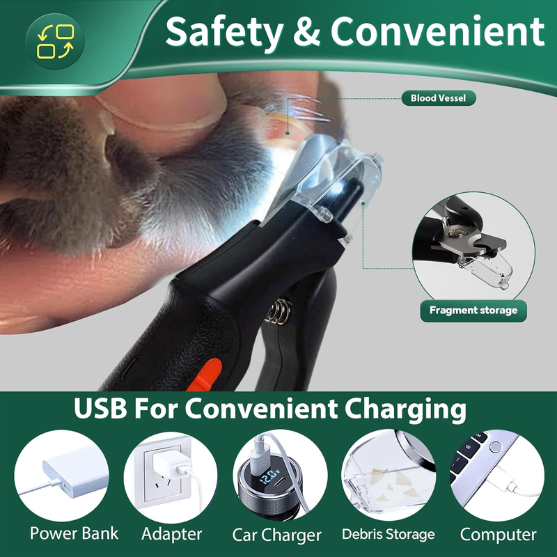 CATPICK 2-in-1 Pet Nail Clippers & Grinder with LED Light – USB Rechargeable