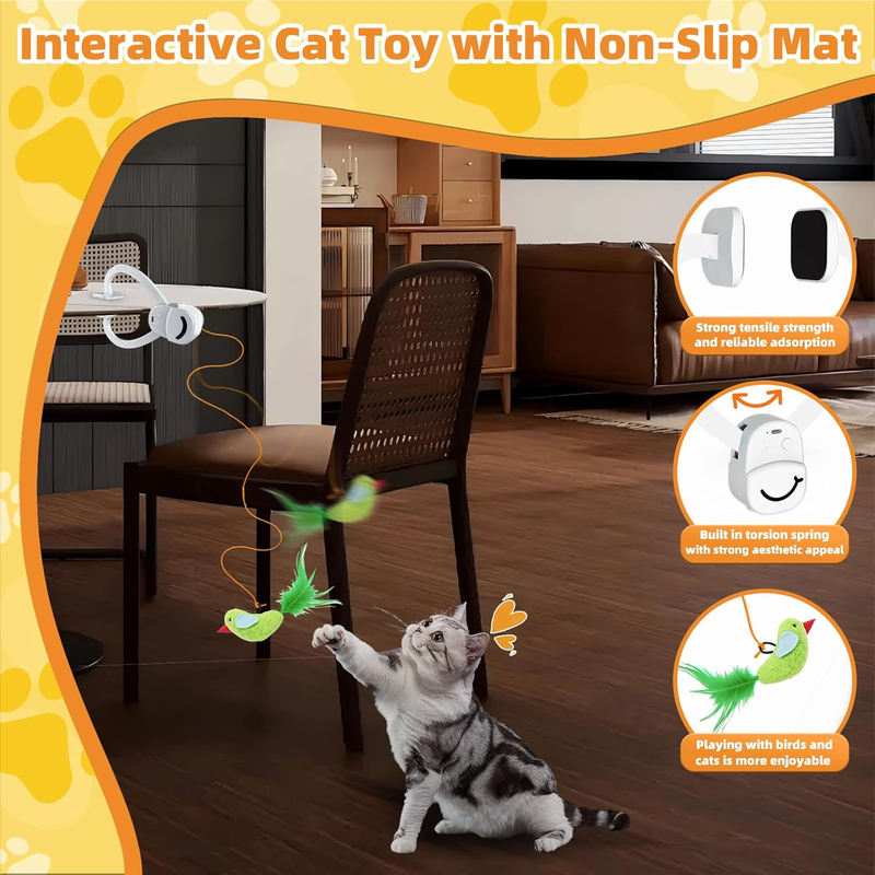 Automatic Hanging Cat Toy – Electric Flying Bird & Mouse Enrichment Toy