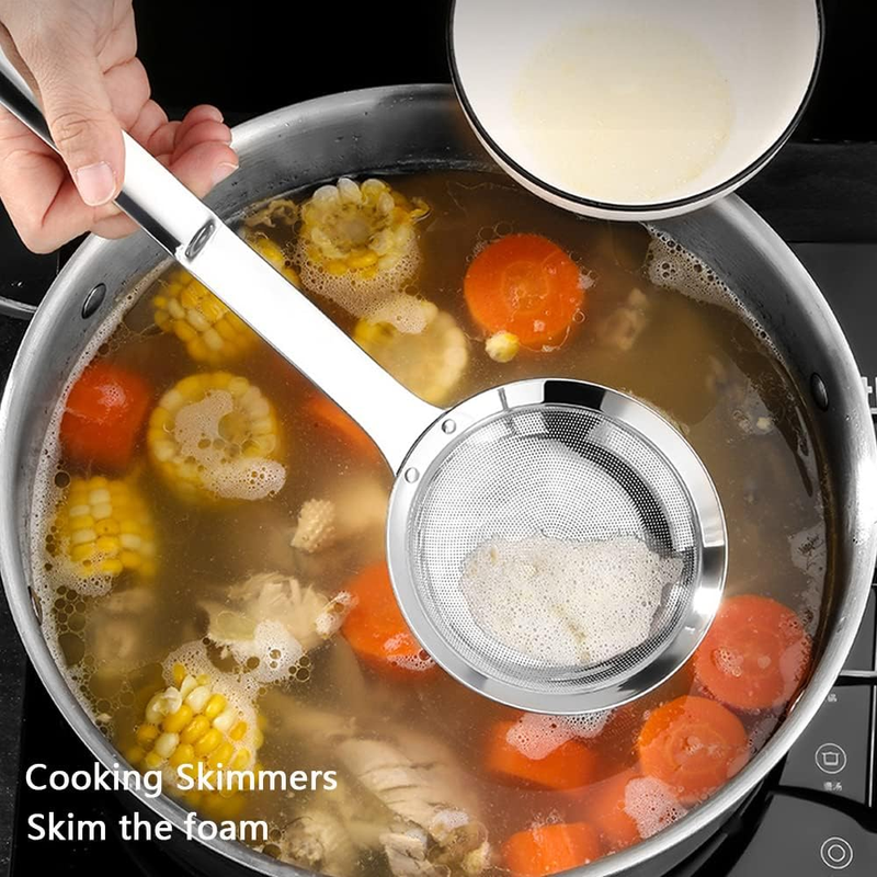 Hvanam 3-Piece Stainless Steel Fine Mesh Strainer and Skimmer Set