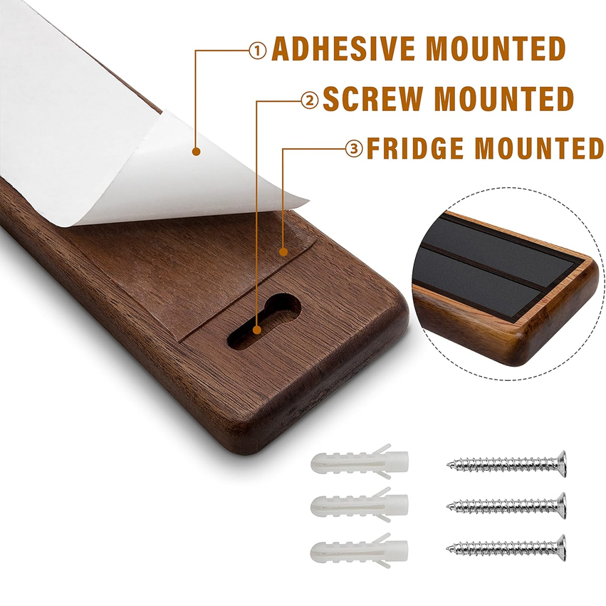 HOSHANHO 16" Acacia Wood Magnetic Knife Strip – Wall-Mounted Holder