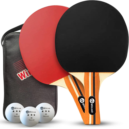 JP WinLook 2-Player Ping Pong Paddle Set with Balls & Carry Case