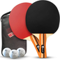 JP WinLook 2-Player Ping Pong Paddle Set with Balls & Carry Case